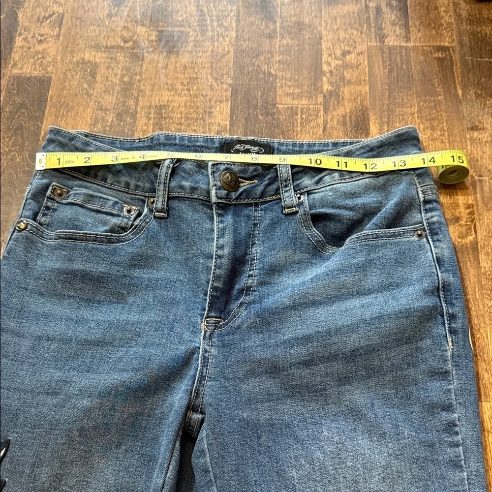 ED HARDY Vintage Y2K Flare Jeans  Embroidery Size 28 - Picture 10 of 14